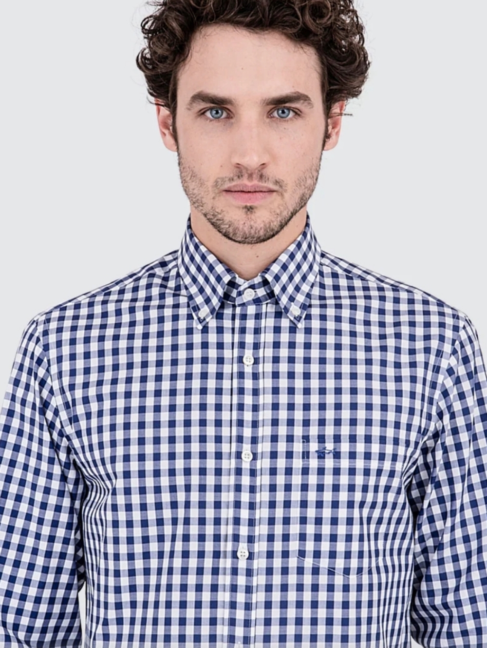 Paul & Shark Men's Check Cotton Shirt Blue Like New XL 43